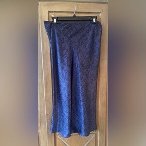 Chelsea28 Blue Snake Pattern Satin Midi Skirt